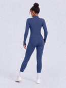 NcmRyu Conjunto Feminino de Moda com Zíper Elástico, Design de Gola Alta, Cintura Marcada e Efeito Levantador de Quadril, Manga Longa e Calça Longa para Exercícios