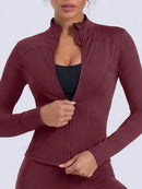 NcmRyu Conjunto Feminino de Moda com Zíper Elástico, Design de Gola Alta, Cintura Marcada e Efeito Levantador de Quadril, Manga Longa e Calça Longa para Exercícios