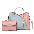 Bolsa Tote Colorblock Simples Feminina de Ombro Clássica Elegante Moderna com Pingente de Borla