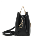 Bolsa Tote Colorblock Simples Feminina de Ombro Clássica Elegante Moderna com Pingente de Borla