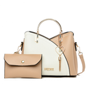 Bolsa Tote Colorblock Simples Feminina de Ombro Clássica Elegante Moderna com Pingente de Borla